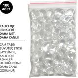 Momo Professional Kalıcı Oje Kartela Için Cam Taş, Oval Hafif Bombeli, 100 Adet - Şeffaf