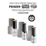 Momo Professional Kalıcı Oje ve Protez Tırnak Için 3’lü Set Primer 10 Ml, Rubber Base Coat 9 Ml, Crystal Top Coat 9 ml