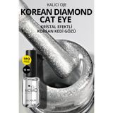 MOMO professional Korean Diamond Cat Eye Gel Polish, Kristal Efektli Manyetik Kedi Gözü Kalıcı Oje, DC00 Clear Silver,