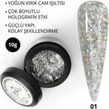 Momo Professional Nail Art No: 01 Glitter Gümüş Simli 10 gr Protez Tırnak Jeli