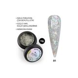 Momo Professional Nail Art No: 01 Şeffaf Holografik Yeşil Sarı Simli 10 gr Protez Tırnak Jeli