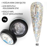 Momo Professional Nail Art No: 02 Glitter Mavi Simli 10 gr Protez Tırnak Jeli