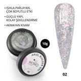Momo Professional Nail Art No: 02 Şeffaf Holografik Pembe Yeşil Simli 10 gr Protez Tırnak Jeli