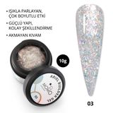 Momo Professional Nail Art No: 03 Şeffaf Holografik Turuncu Sarı Simli 10 gr Protez Tırnak Jeli