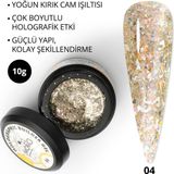 Momo Professional Nail Art No: 04 Glitter Sarı Simli 10 gr Protez Tırnak Jeli