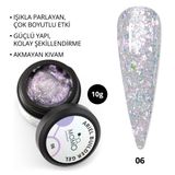 Momo Professional Nail Art No: 06 Şeffaf Holografik Pembe Lila Simli 10 gr Protez Tırnak Jeli