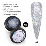 Momo Professional Nail Art No: 07 Şeffaf Holografik Mavi Mor Simli 10 gr Protez Tırnak Jeli