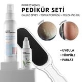 Momo Professional Pedikür İçin Nasır Sökücü Sprey, Topuk Törpüsü ve Parlatıcı Yağ Seti