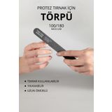 Momo Professional Protez Tırnak Kağıt Törpü, 100/180 Düz Oval Siyah Tırnak Törpüsü