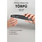 Momo Professional Protez Tırnak Kağıt Törpü, 100/180 Yarım Ay Siyah Tırnak Törpüsü