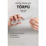 Momo Professional Protez Tırnak Kağıt Törpü, 180/180 Yarım Ay Gri Tırnak Törpüsü