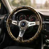 Momo Tip Direksiyon Gold Carbon Fiber Dizayn 35Cm İthal Krom Detay 3 Kol Çizgili