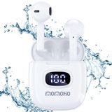 MOMOHO T11 iPhone Android için Kablosuz Kulaklıklar, Küçük Kulaklar için LED Güç Ekranlı, 50H Çalma Süresi, Su Geçirmez Kulaklıklar Mikrofonlu Kablosuz Bluetooth (Beyaz)