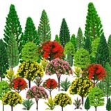 MOMOONNON Model Ağaçlar 1,1-5,1 inç Karışık Diorama Modeli Ağaç Renkli Çiçek Tress Çim Mimari El Sanatları için Mini Ağaçlar Yapı Modeli Demiryolu Manzara Peyzaj Malzemeleri (Stil 01)