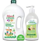 Mom's Green 2'li Set 1500 ml Çocuk Organik Çamaşır Temizleyici (40 Yıkama) ve 500 ml Bebek Banyo Jeli