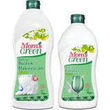 Mom's Green 2'li Set Bitkisel Bulaşık Makinesi Jel Temizleyici 750 ml ve Bitkisel Bulaşık Parlatıcı 500 ml