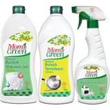 Mom's Green 3'lü Set Bitkisel Bulaşık Makinesi Jeli + Elde Bulaşık Limon + Mutfak Sprey ( 750 ml x 3 )
