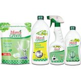 Mom's Green 4'lü Set Oksijenli Bulaşık Tableti ,Parlatıcı, Mutfak Temizleyici Sprey, Elde Bulaşık Deterjanı Limon