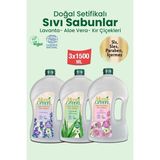 Mom's Green Doğal Sertifikalı Sıvı Sabun Seti (Lavanta-Kır Çiçekleri-Aloevera) 3 Adet x 1500 ml - 3'lü Set