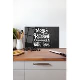 Mom's Kitchen With Love Cam Kesme Tahtası , Silikon Ayaklı, Kırılmaya Dayanıklı Sunum Kesim Tablası - 23 x 35 cm