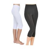 Mom's Lab Kadın 2"Li Modal Elastan Likralı Penye Kapri Tayt 1 Beyaz 1 Siyah 2102;Siyah Beyaz 2Xl