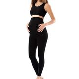 Mom's Lab Kadın Penye Uzun Hamile Tayt Pamuklu Gebe Pantolan Tayt;Siyah 2Xl