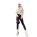 Mom's Lab Kadın Siyah Fitform Mat Deri Tayt;Siyah S