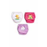 Mom's Lab Kız Çocuk Pamuklu 3'Lü Baskılı Alıştırma Külodu;Fuşya-Lila-Beyaz 2-4 Yaş