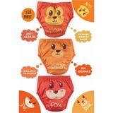Mom's Lab Poopes Yıkanabilir 3'Lü Kombin Neseli Hayvanlar Alıştırma Külodu 1-2-3-4 Yaş;Unisex 4 Yaş,PPS0100203008