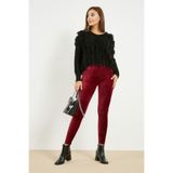 Mom's Lap Kadın Bordo Kadife Kışlık Likralı Tayt, 3XL