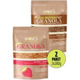 Mom's Natural Foods 2'li Granola Çilek Chia ve Yer Fıstığı 560 gr Meyveli Paket