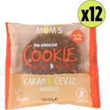 Mom's Natural Foods Glutensiz KAKAO & CEVİZ Cookie 12'li 600 gr Elma Suyu ve Kinoa Unu ile Vegan Atıştırmalık