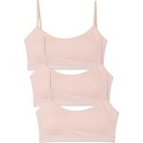 Momslab 3'lü Genç Kız Pedli İp Askı Yarım Atlet Büstiyer, L-XL, cg14020041901201, Pudra 19