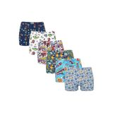 Momslab Erkek Çocuk Boxer 6'lı Paket Pamuklu Renkli Desenli, 3-4 Yıl, Kahverengi Desenli Pamuklu Boxer, Karma, erkek-çocuk