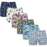 Momslab Erkek Çocuk Kahverengi Desenli Pamuklu 6'Lı Paket Boxer Çok Renkli 9-10 Yaş