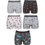 Momslab Erkek Çocuk Kahverengi Pamuklu Likralı 5'Li Paket Boxer Çok Renkli 9-10 Yaş