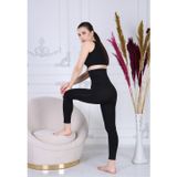 Momslab Extra Yüksek Bel Lazer Kesim Siyah Korse Tayt Siyah Xl