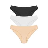 Momslab Kadın Pamuklu Bikini Model Külot 3'lü Paket (SİYAH BEYAZ TEN/S/M)