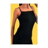 Momslab Kadın Siyah Dantelli İp Askılı Elastan Pamuklu Atlet, L/XL Beden mom95638