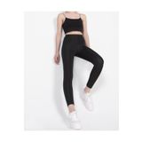 Momslab Kadın Siyah Disko Yüksek Bel Toparlayıcı Günlük Spor Şık Rahat Push Up Slim Fit Parlak Disco Tayt (Siyah/S)
