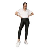 Momslab Kadın Siyah Parlak Yüksek Bel Toparlayıcı Disko Tayt (Siyah/XL)