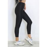 Momslab Kadın Siyah Yüksek Bel Günlük Ve Sporda Kullanım İç Göstermez Toparlayıcı Parlak Disco Tayt Siyah L-Xl