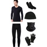 Momslab Siyah Termal Içlik Takımı Polar Bere Boyunluk Eldiven Havlu Çorap Set, SİYAH, m
