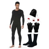 Momslab Termal Içlik Seti Alt Üst Içlik Boyunluk Bere Eldiven Çorap (SİYAH / 2XL)