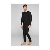 Momslab Unisex Siyah Termal İçlik Takım, %100 Polyester, Ribana Örme Termal İçlik Takımı