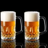 Momugs 20 oz Bira Stein Kupaları, Alman Şeffaf Büyük Uzun Bira Bardakları, Erkekler için Saplı 2'li Set