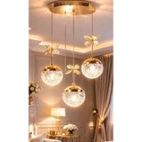 Mon Chevalon Jackson Sarkıt Avize Gold Kaplama 3 Renk Işıklı Power Ledli Avize 3 lü Sarkıt Salon Avizesi
