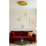 Mon Chevalon Luxury Tasarım Butterfly Kelebek Üçlü Sarkıt Avize Gold Sarı