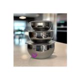 Mona Cookware Saklama Kabı & Karıştırma Seti Paslanmaz Çelik 3'lü 6 Parça12-14-16 Cn