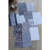 Mona Craftist 12 Adet Siyah Beyaz Desenli Scrapbook Kağıt Seti Bullet Journal Dekupaj Kağıdı